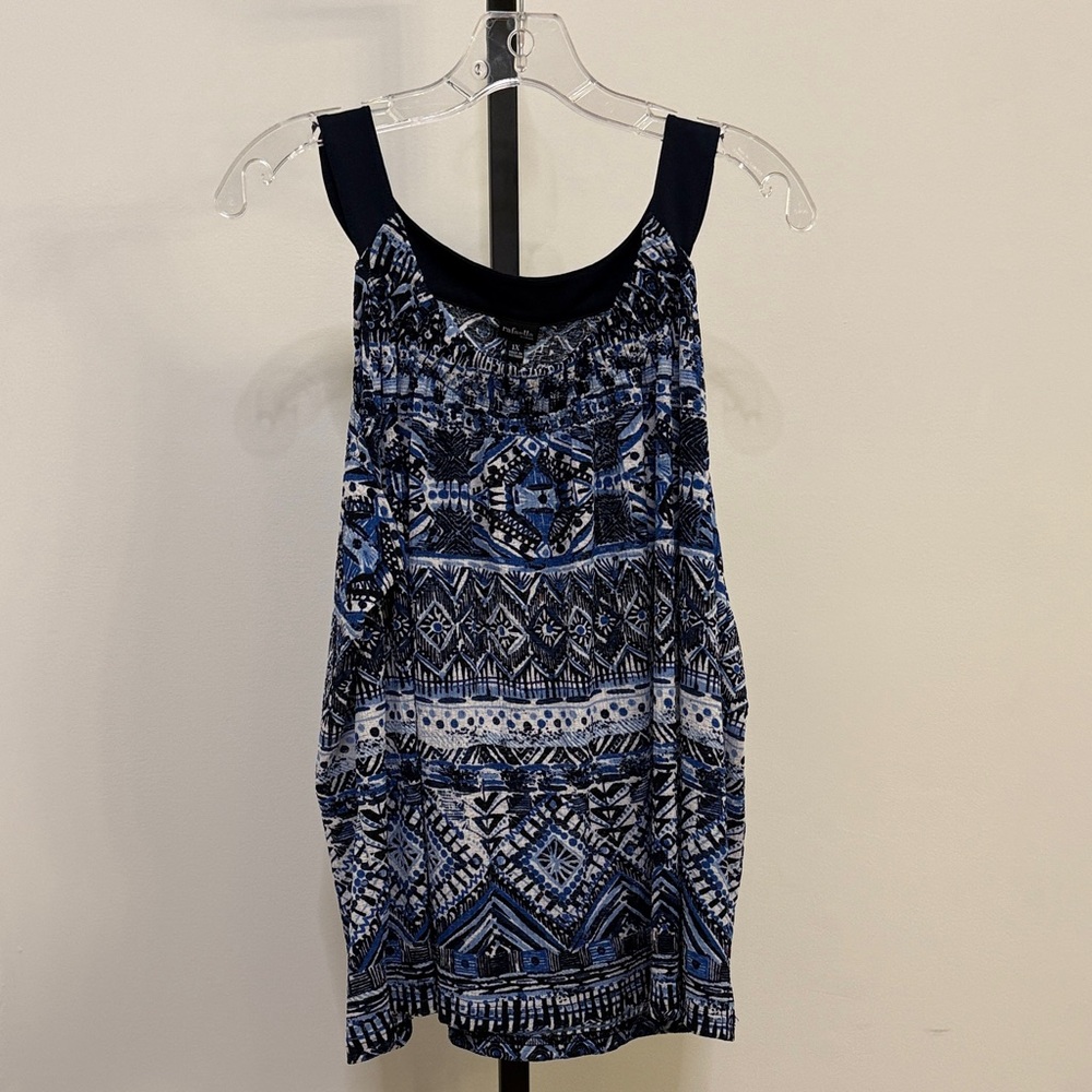 Blue Patterned Sleeveless Top